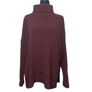 aerie Burgundy Turtleneck Sweater Slouchy Women’s Large